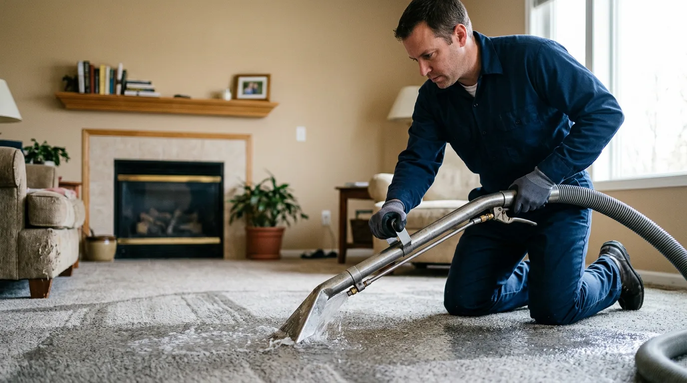 Water damage restoration technician working near Burlington, NC